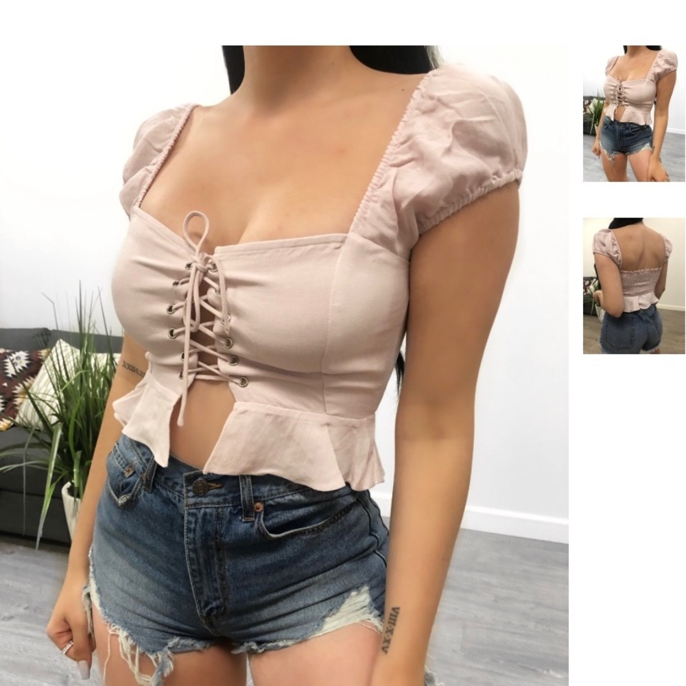 Lace up crop top